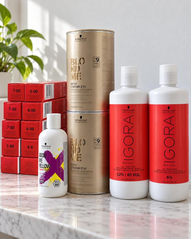 Schwarzkopf Professional IGORA Royal, BLONDME and Goodbye Yellow products.
